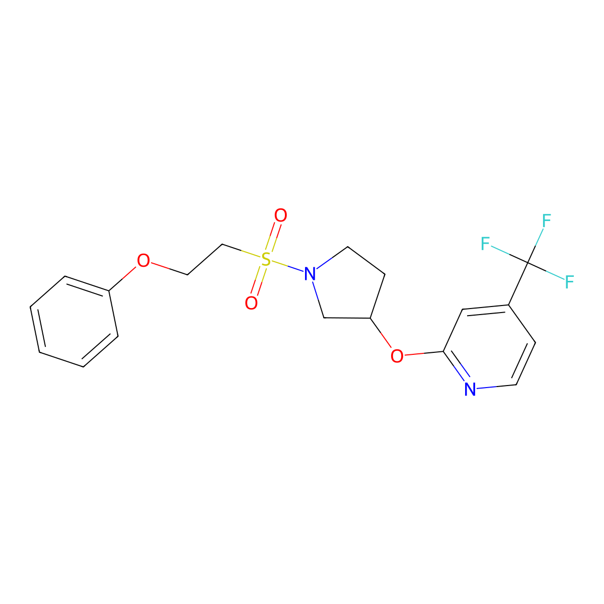 2-((1-((2-Phenoxyethyl)sulfonyl)pyrrolidin-3-yl)oxy)-4-(trifluoromethyl)pyridine molecular structure, CAS 2034445-30-0