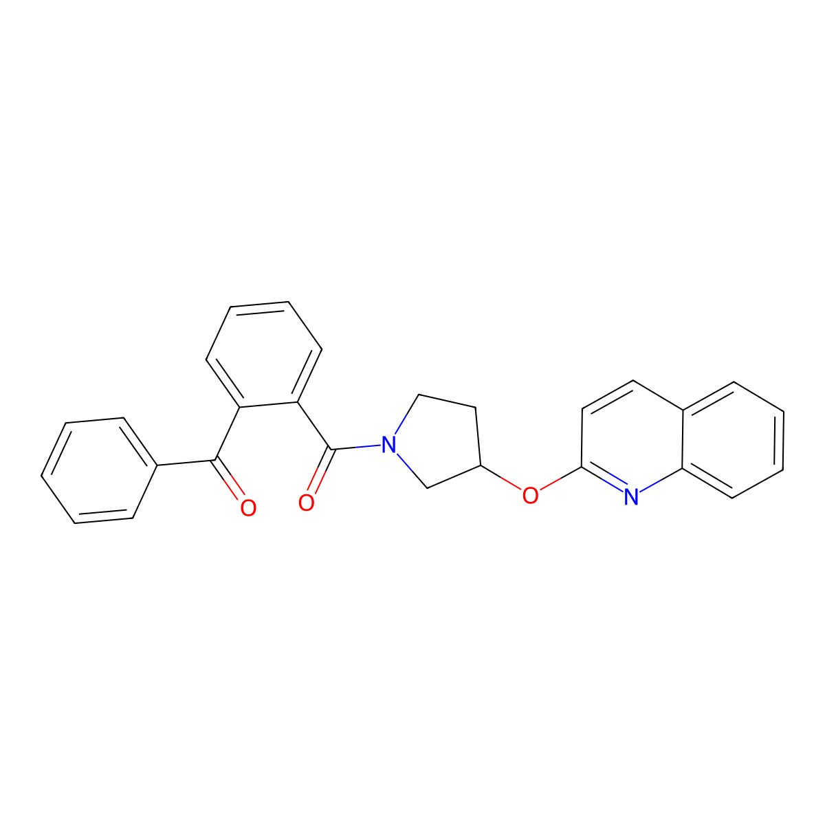(2-Benzoylphenyl)(3-(quinolin-2-yloxy)pyrrolidin-1-yl)methanone molecular structure, CAS 2034445-37-7
