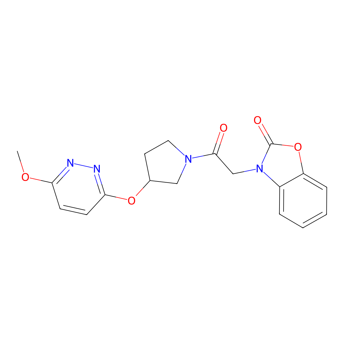 3-(2-(3-((6-methoxypyridazin-3-yl)oxy)pyrrolidin-1-yl)-2-oxoethyl)benzo[d]oxazol-2(3H)-one molecular structure, CAS 2034445-40-2