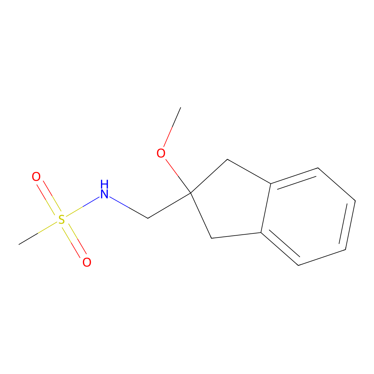 N-((2-methoxy-2,3-dihydro-1H-inden-2-yl)methyl)methanesulfonamide molecular structure, CAS 2034445-41-3