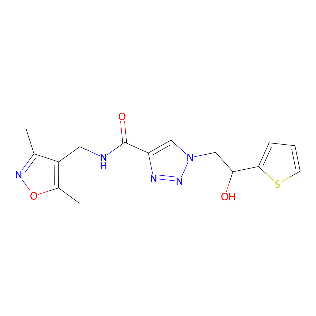 N-((3,5-dimethylisoxazol-4-yl)methyl)-1-(2-hydroxy-2-(thiophen-2-yl)ethyl)-1H-1,2,3-triazole-4-carboxamide molecular structure, CAS 2034445-42-4