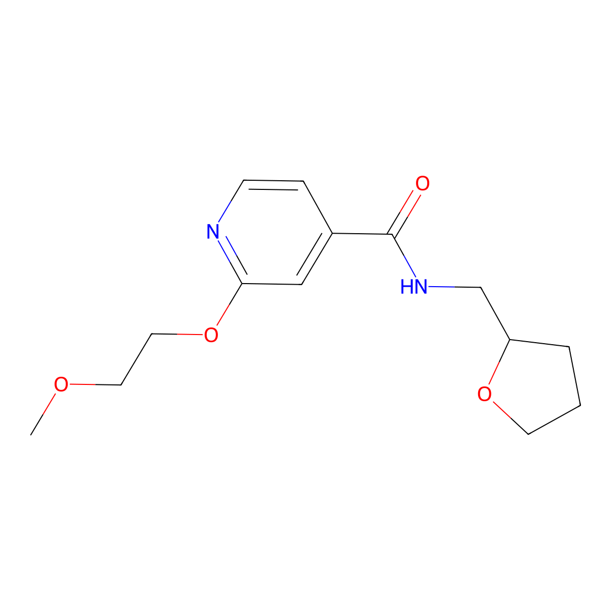 2-(2-methoxyethoxy)-N-((tetrahydrofuran-2-yl)methyl)isonicotinamide molecular structure, CAS 2034445-46-8
