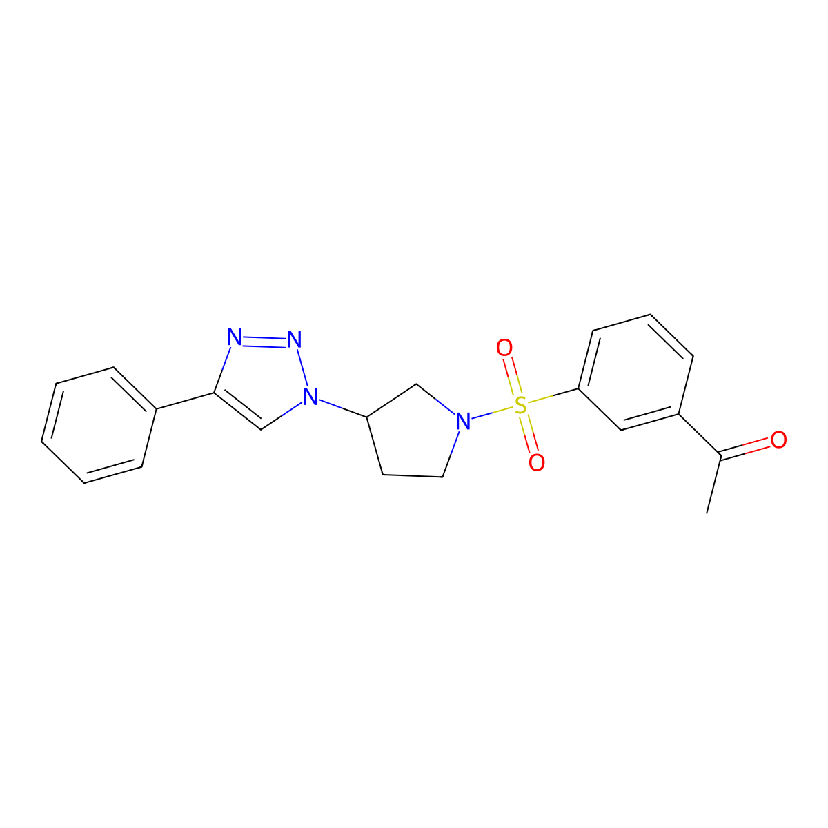 1-(3-((3-(4-phenyl-1H-1,2,3-triazol-1-yl)pyrrolidin-1-yl)sulfonyl)phenyl)ethanone molecular structure, CAS 2034445-56-0