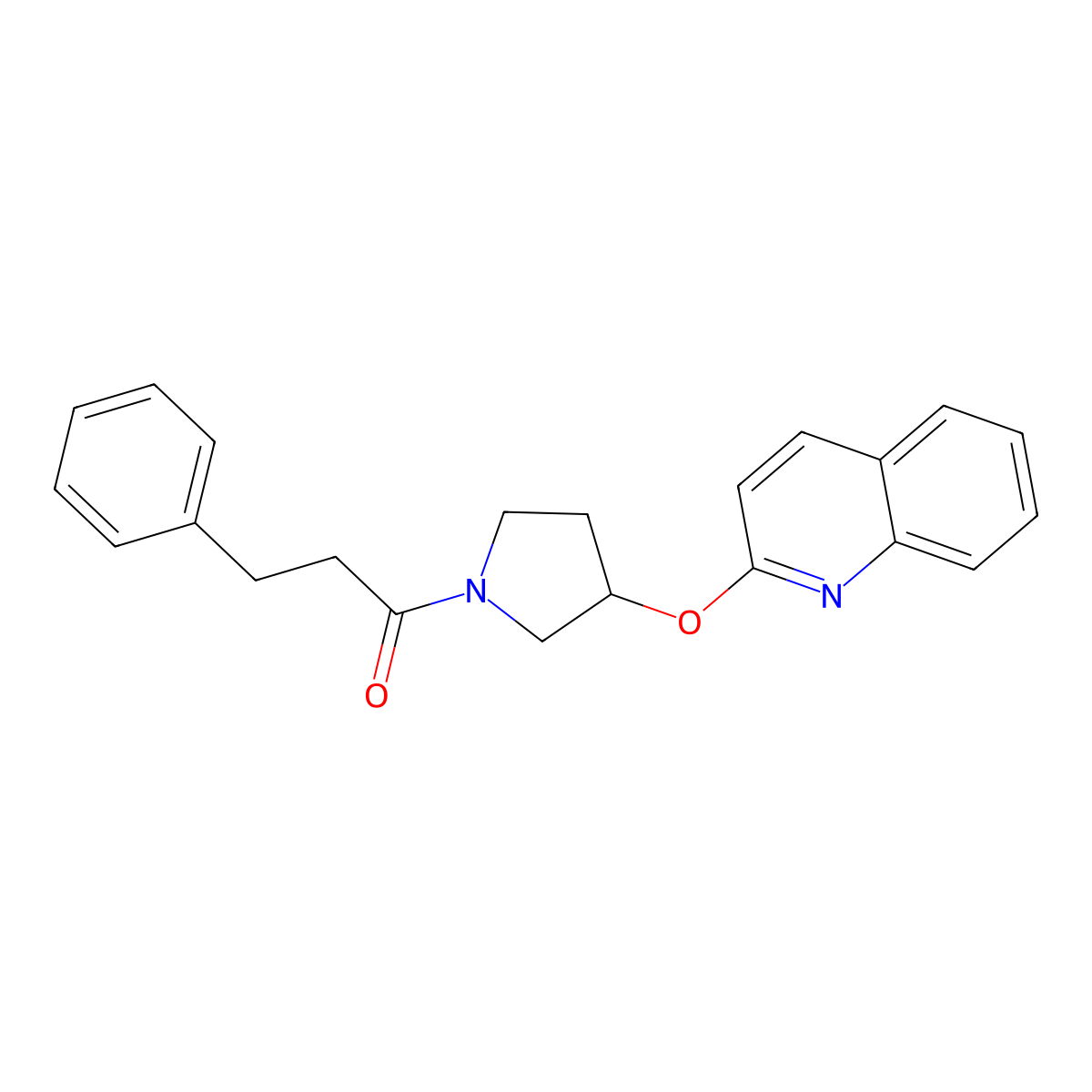 3-Phenyl-1-(3-(quinolin-2-yloxy)pyrrolidin-1-yl)propan-1-one molecular structure, CAS 2034445-57-1