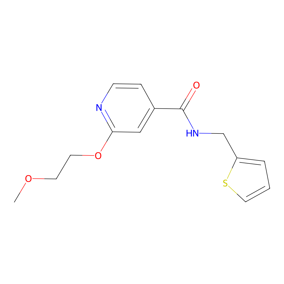 2-(2-methoxyethoxy)-N-(thiophen-2-ylmethyl)isonicotinamide molecular structure, CAS 2034445-62-8