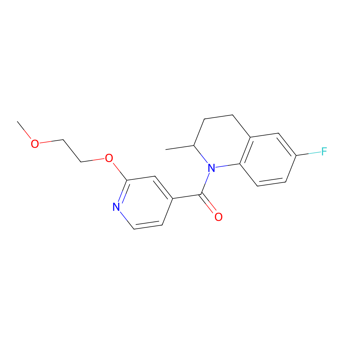 (6-fluoro-2-methyl-3,4-dihydroquinolin-1(2H)-yl)(2-(2-methoxyethoxy)pyridin-4-yl)methanone molecular structure, CAS 2034445-66-2