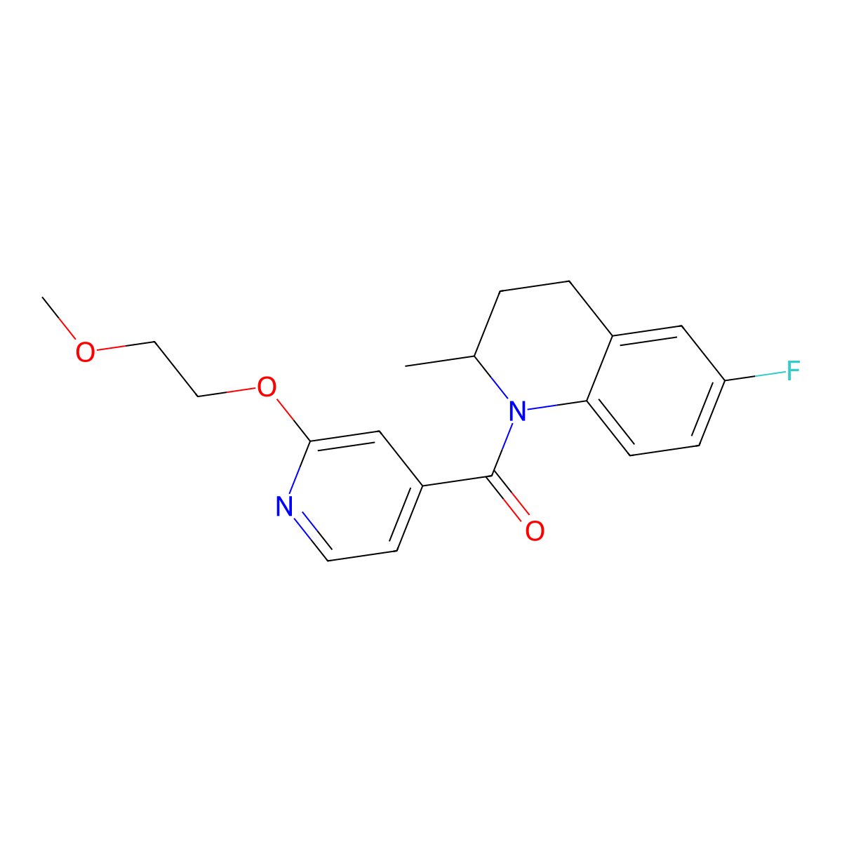 (6-fluoro-2-methyl-3,4-dihydroquinolin-1(2H)-yl)(2-(2-methoxyethoxy)pyridin-4-yl)methanone molecular structure, CAS 2034445-66-2
