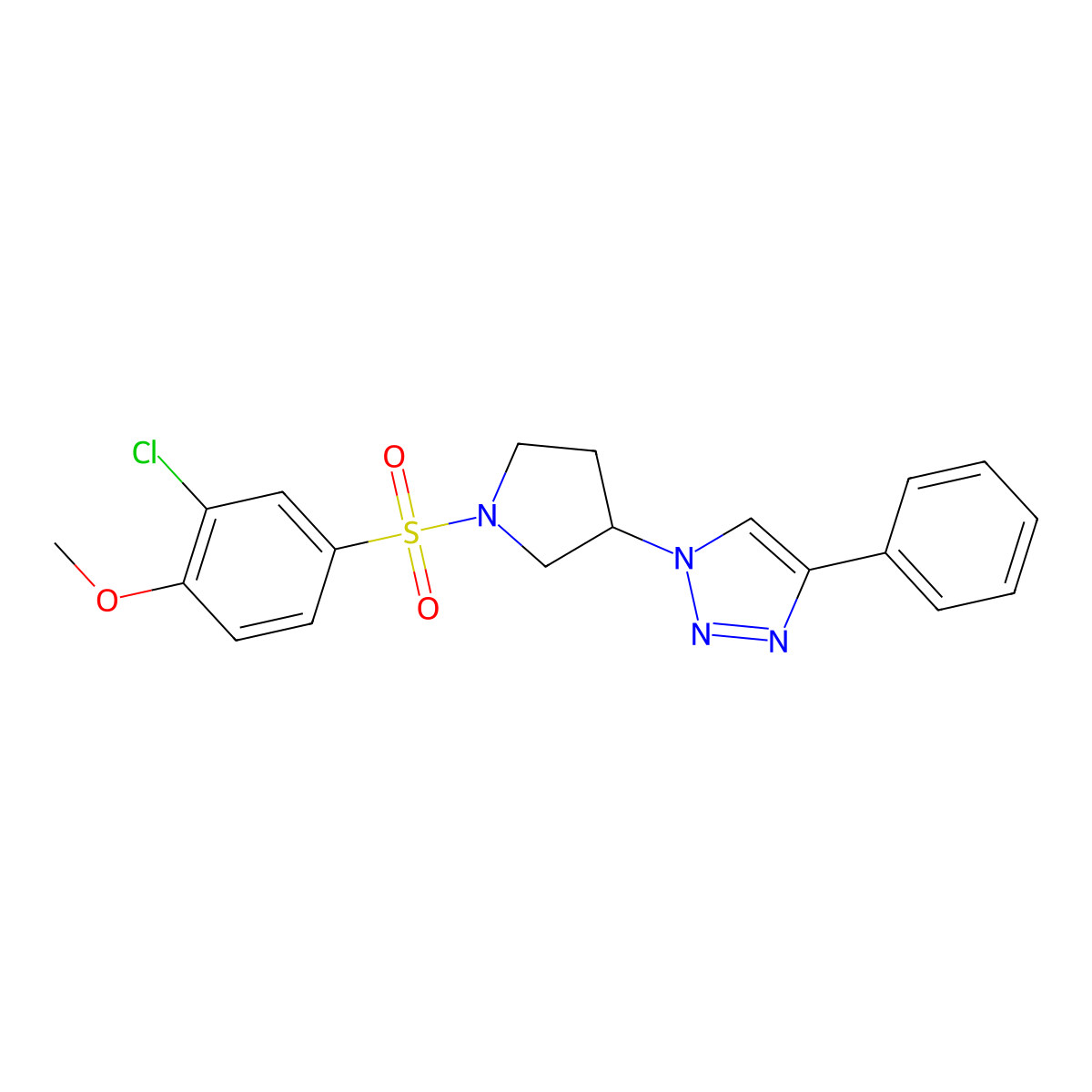1-(1-((3-chloro-4-methoxyphenyl)sulfonyl)pyrrolidin-3-yl)-4-phenyl-1H-1,2,3-triazole molecular structure, CAS 2034445-71-9