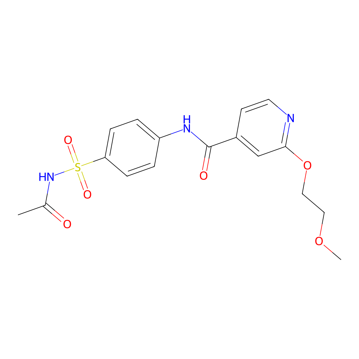 N-(4-(N-acetylsulfamoyl)phenyl)-2-(2-methoxyethoxy)isonicotinamide molecular structure, CAS 2034445-75-3