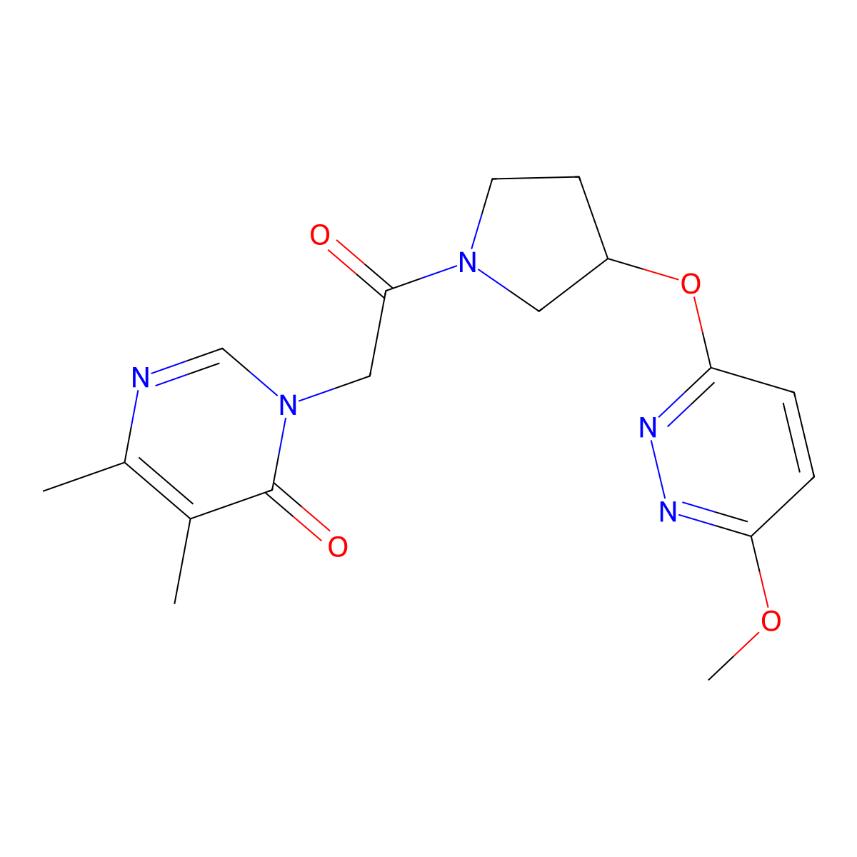 3-(2-(3-((6-methoxypyridazin-3-yl)oxy)pyrrolidin-1-yl)-2-oxoethyl)-5,6-dimethylpyrimidin-4(3H)-one molecular structure, CAS 2034445-77-5