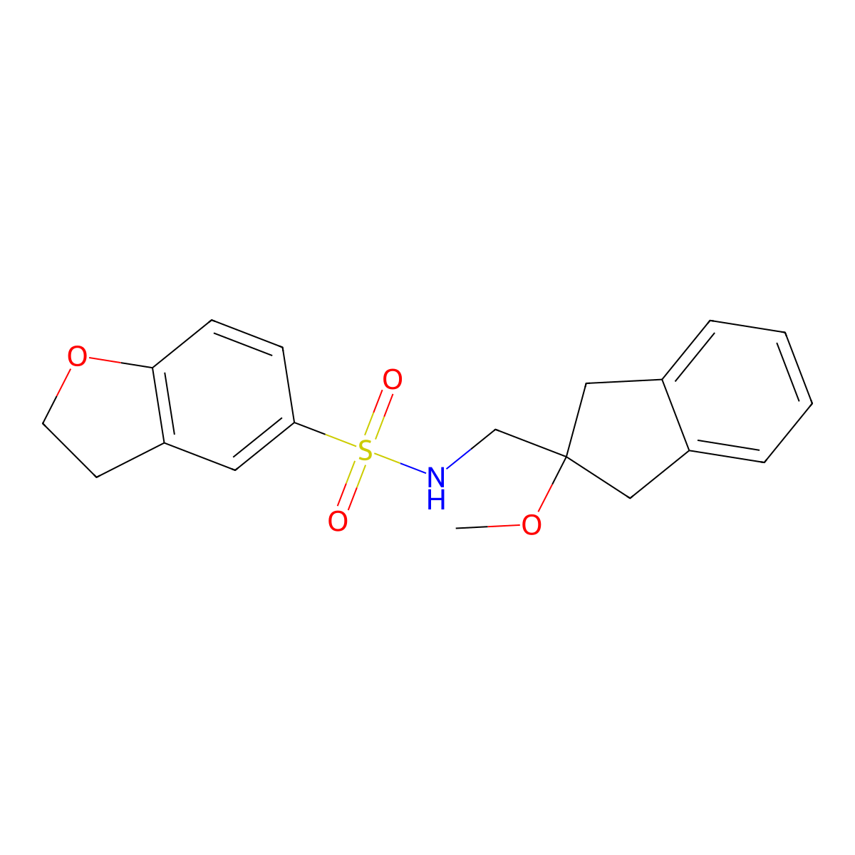 N-((2-methoxy-2,3-dihydro-1H-inden-2-yl)methyl)-2,3-dihydrobenzofuran-5-sulfonamide molecular structure, CAS 2034445-78-6
