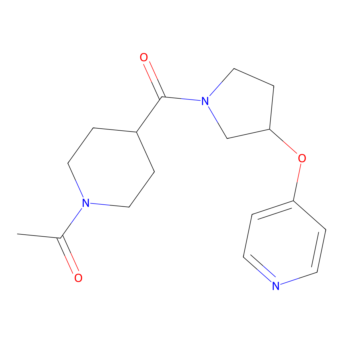 1-(4-(3-(Pyridin-4-yloxy)pyrrolidine-1-carbonyl)piperidin-1-yl)ethanone molecular structure, CAS 2034445-82-2