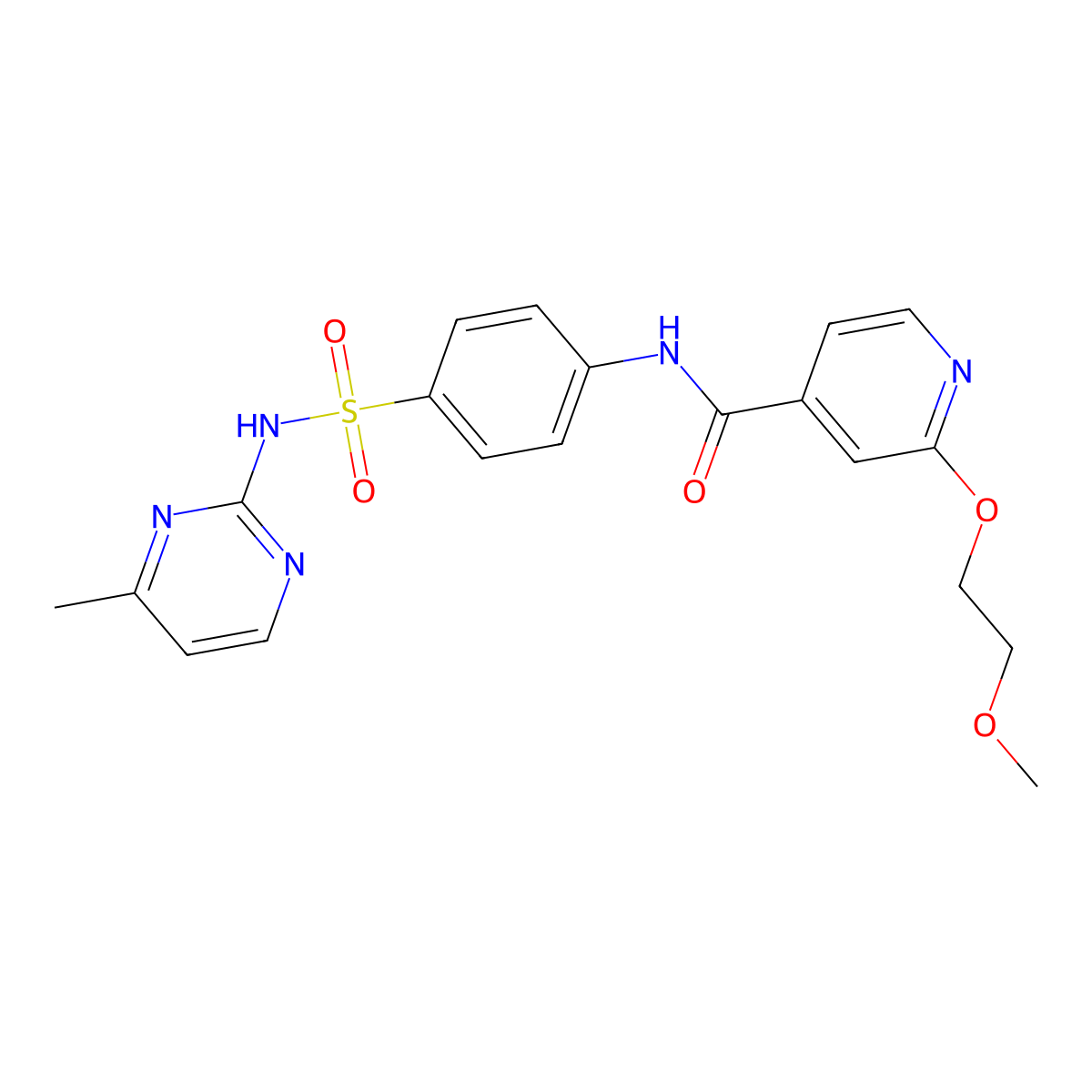 2-(2-methoxyethoxy)-N-(4-(N-(4-methylpyrimidin-2-yl)sulfamoyl)phenyl)isonicotinamide molecular structure, CAS 2034445-84-4