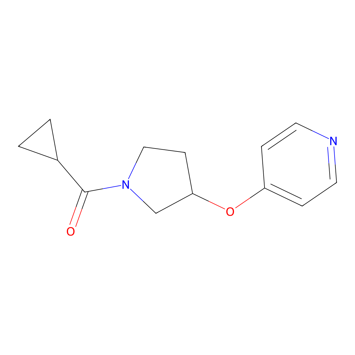 Cyclopropyl(3-(pyridin-4-yloxy)pyrrolidin-1-yl)methanone molecular structure, CAS 2034445-89-9