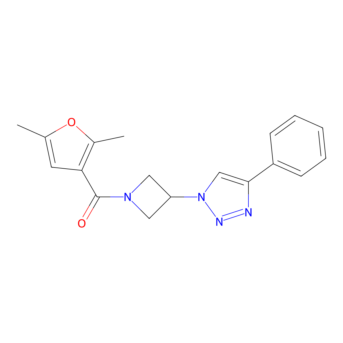 (2,5-dimethylfuran-3-yl)(3-(4-phenyl-1H-1,2,3-triazol-1-yl)azetidin-1-yl)methanone molecular structure, CAS 2034445-90-2
