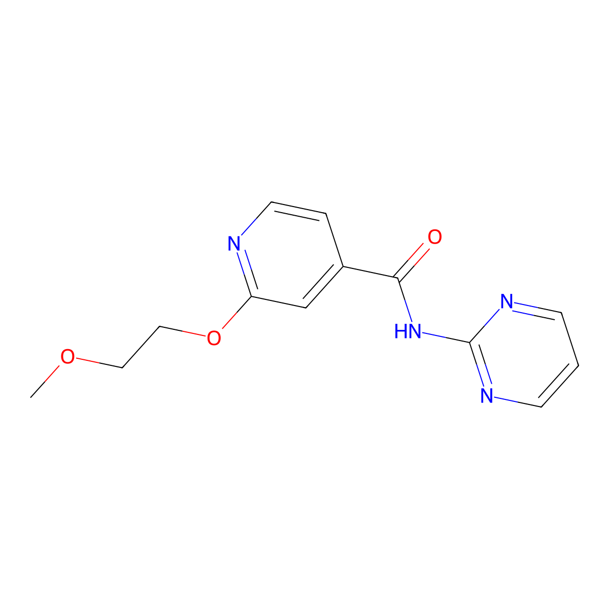 2-(2-methoxyethoxy)-N-(pyrimidin-2-yl)isonicotinamide molecular structure, CAS 2034445-91-3