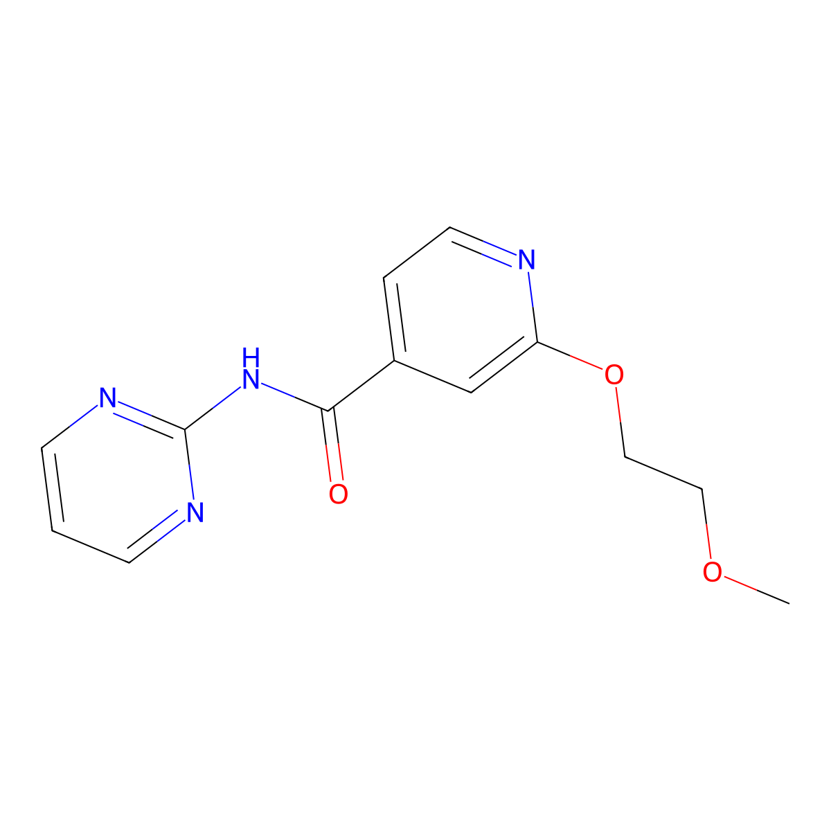 2-(2-methoxyethoxy)-N-(pyrimidin-2-yl)isonicotinamide molecular structure, CAS 2034445-91-3