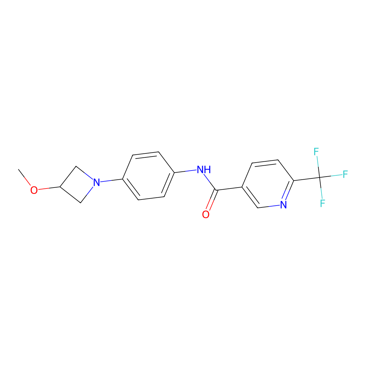 N-(4-(3-methoxyazetidin-1-yl)phenyl)-6-(trifluoromethyl)nicotinamide molecular structure, CAS 2034445-96-8