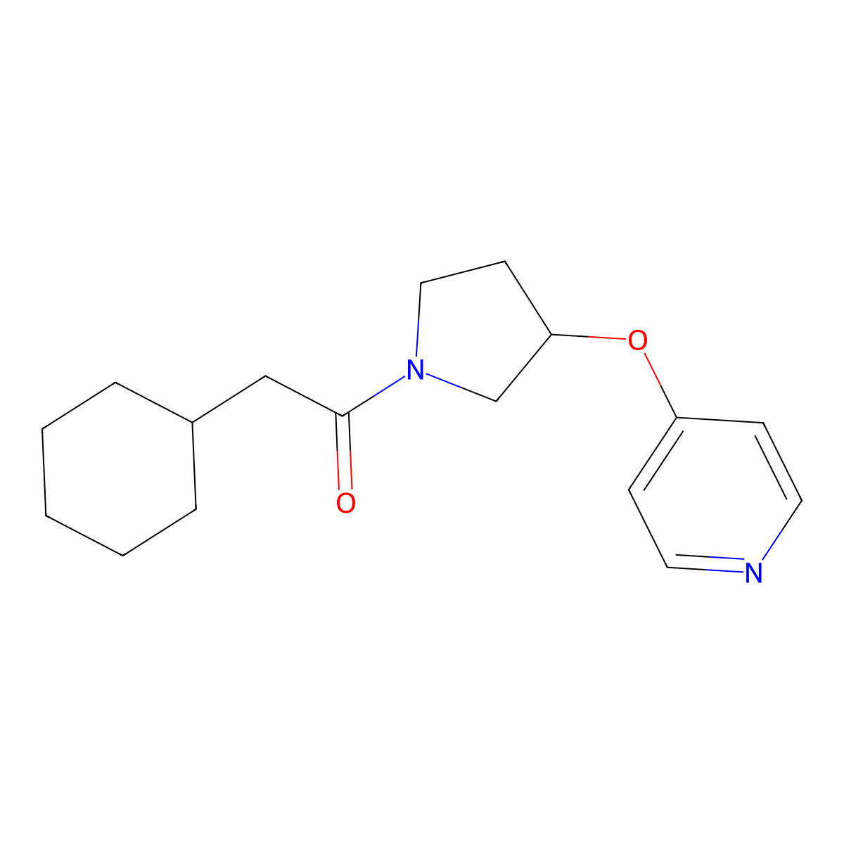 2-Cyclohexyl-1-(3-(pyridin-4-yloxy)pyrrolidin-1-yl)ethanone molecular structure, CAS 2034445-97-9