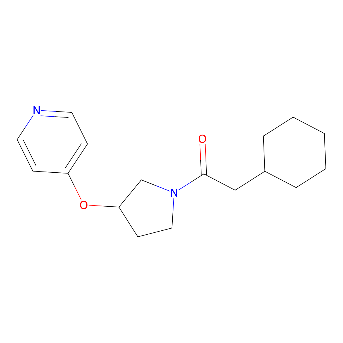 2-Cyclohexyl-1-(3-(pyridin-4-yloxy)pyrrolidin-1-yl)ethanone molecular structure, CAS 2034445-97-9