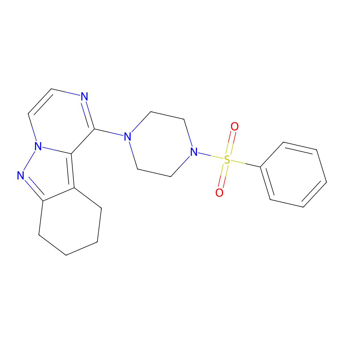 1-(4-(Phenylsulfonyl)piperazin-1-yl)-7,8,9,10-tetrahydropyrazino[1,2-b]indazole molecular structure, CAS 2034445-98-0