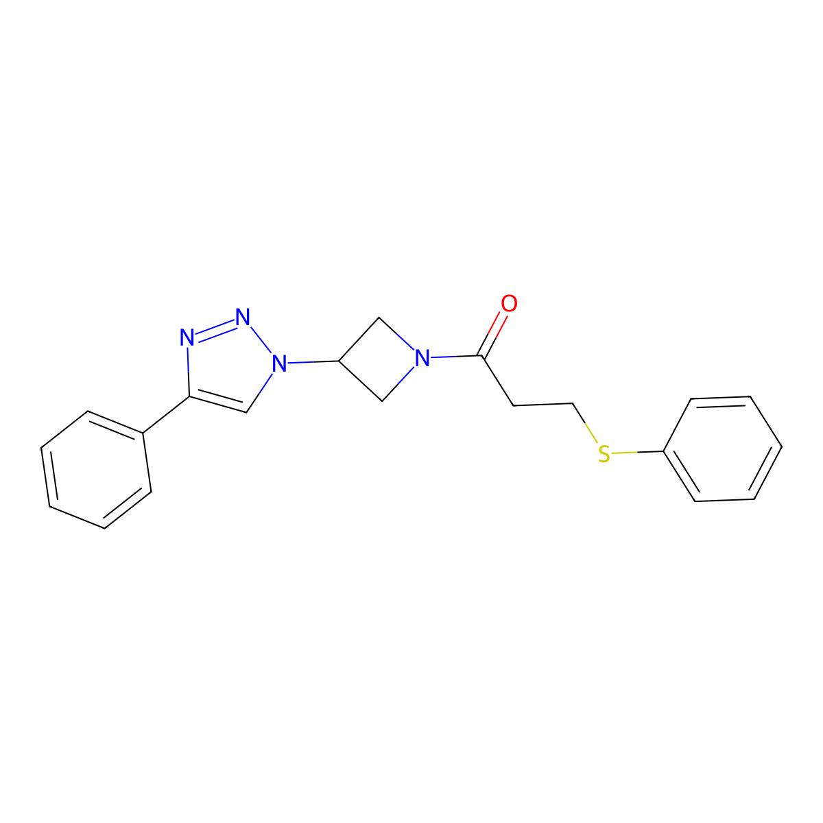 1-(3-(4-phenyl-1H-1,2,3-triazol-1-yl)azetidin-1-yl)-3-(phenylthio)propan-1-one molecular structure, CAS 2034446-00-7