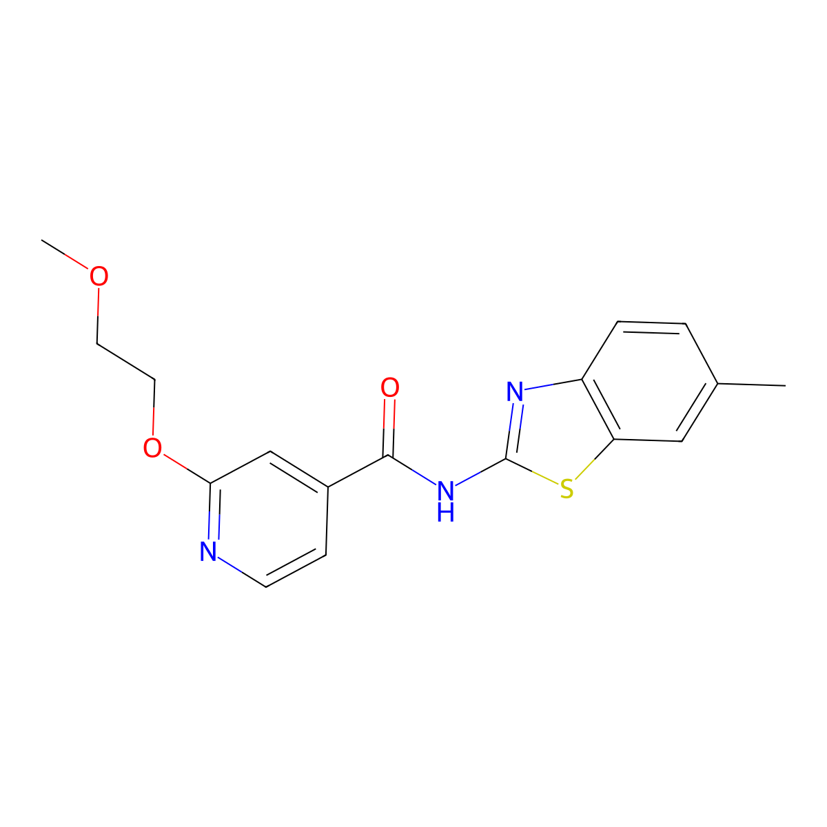 2-(2-methoxyethoxy)-N-(6-methylbenzo[d]thiazol-2-yl)isonicotinamide molecular structure, CAS 2034446-03-0