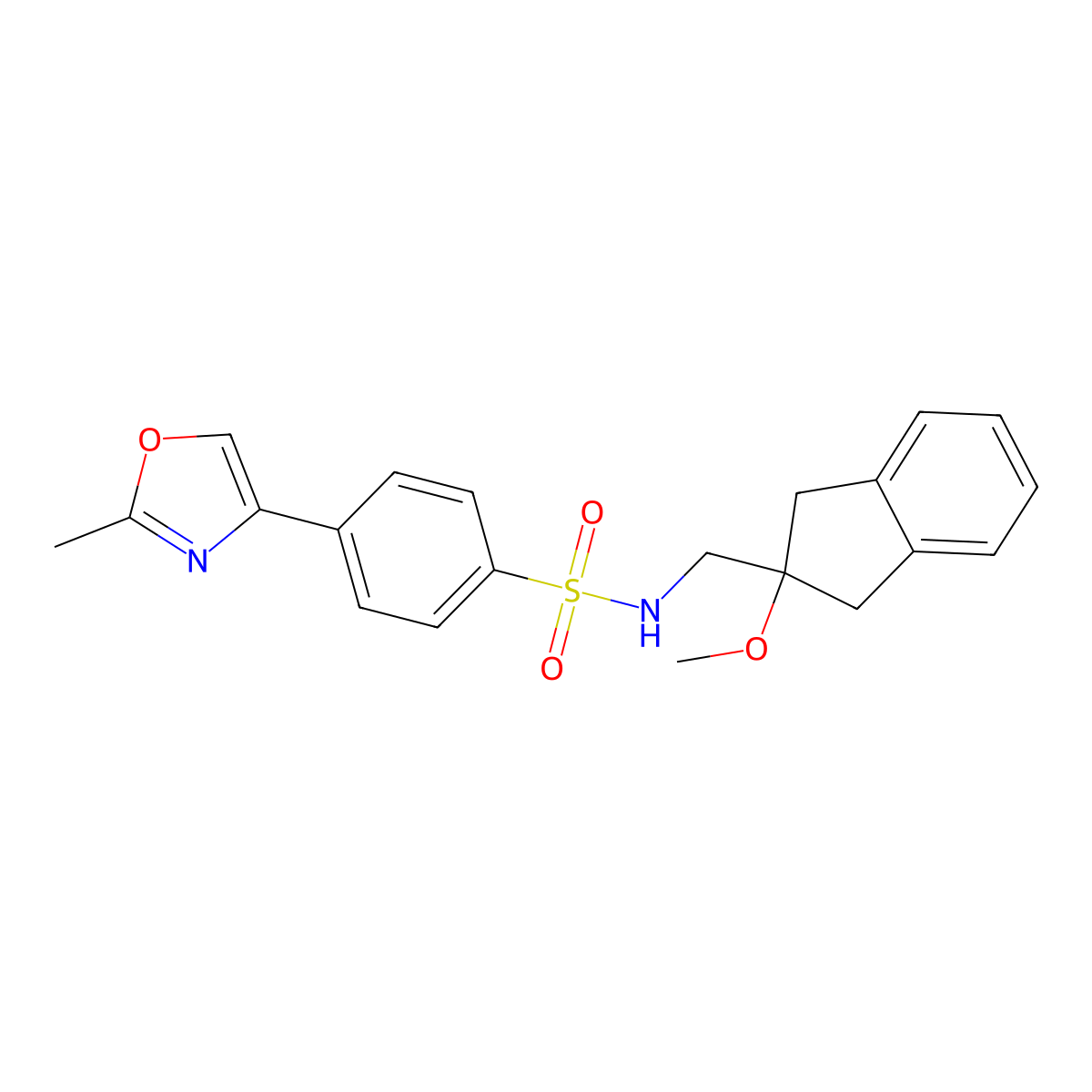 N-((2-methoxy-2,3-dihydro-1H-inden-2-yl)methyl)-4-(2-methyloxazol-4-yl)benzenesulfonamide molecular structure, CAS 2034446-04-1