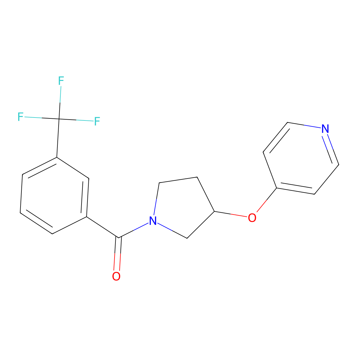 (3-(Pyridin-4-yloxy)pyrrolidin-1-yl)(3-(trifluoromethyl)phenyl)methanone molecular structure, CAS 2034446-06-3