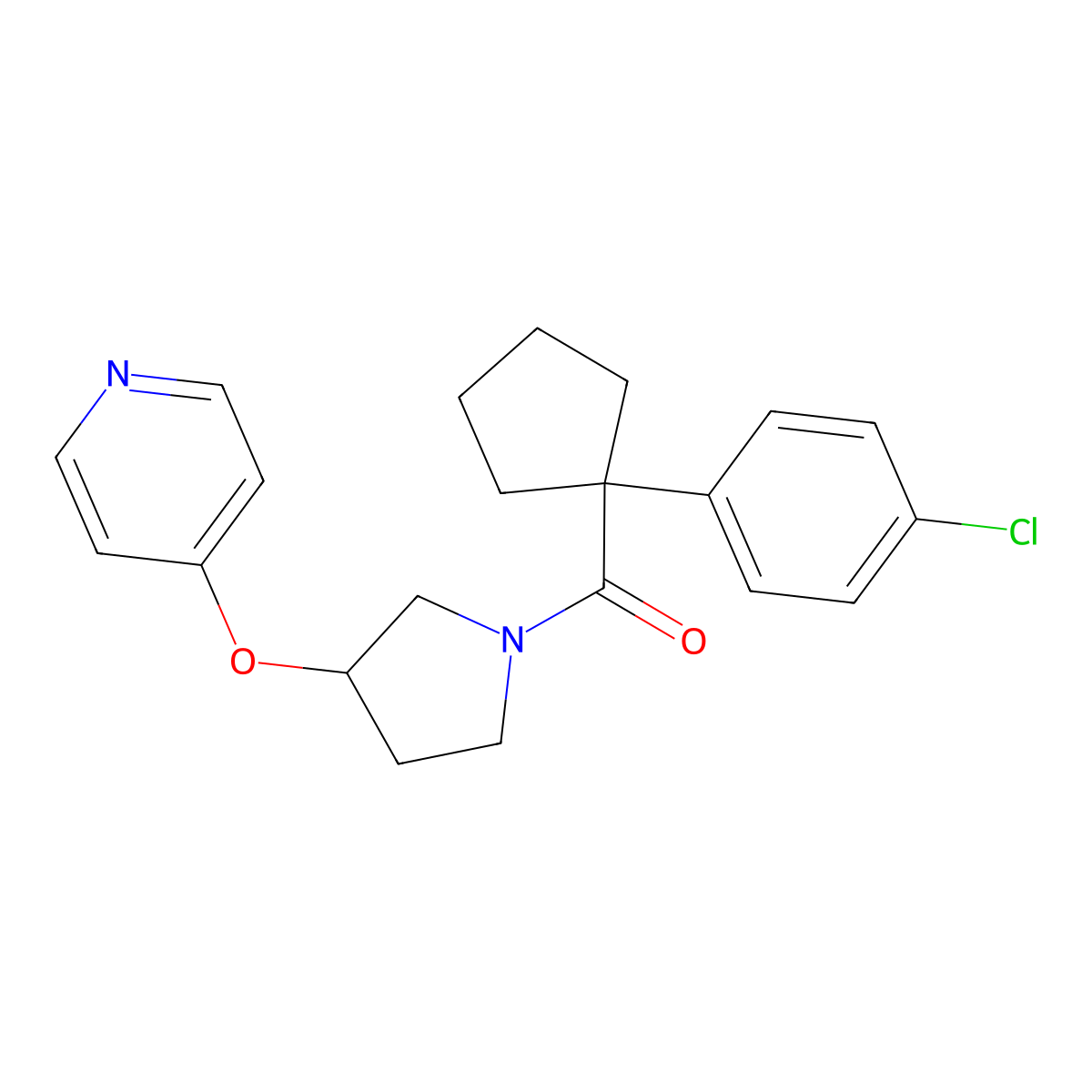 (1-(4-Chlorophenyl)cyclopentyl)(3-(pyridin-4-yloxy)pyrrolidin-1-yl)methanone molecular structure, CAS 2034446-19-8
