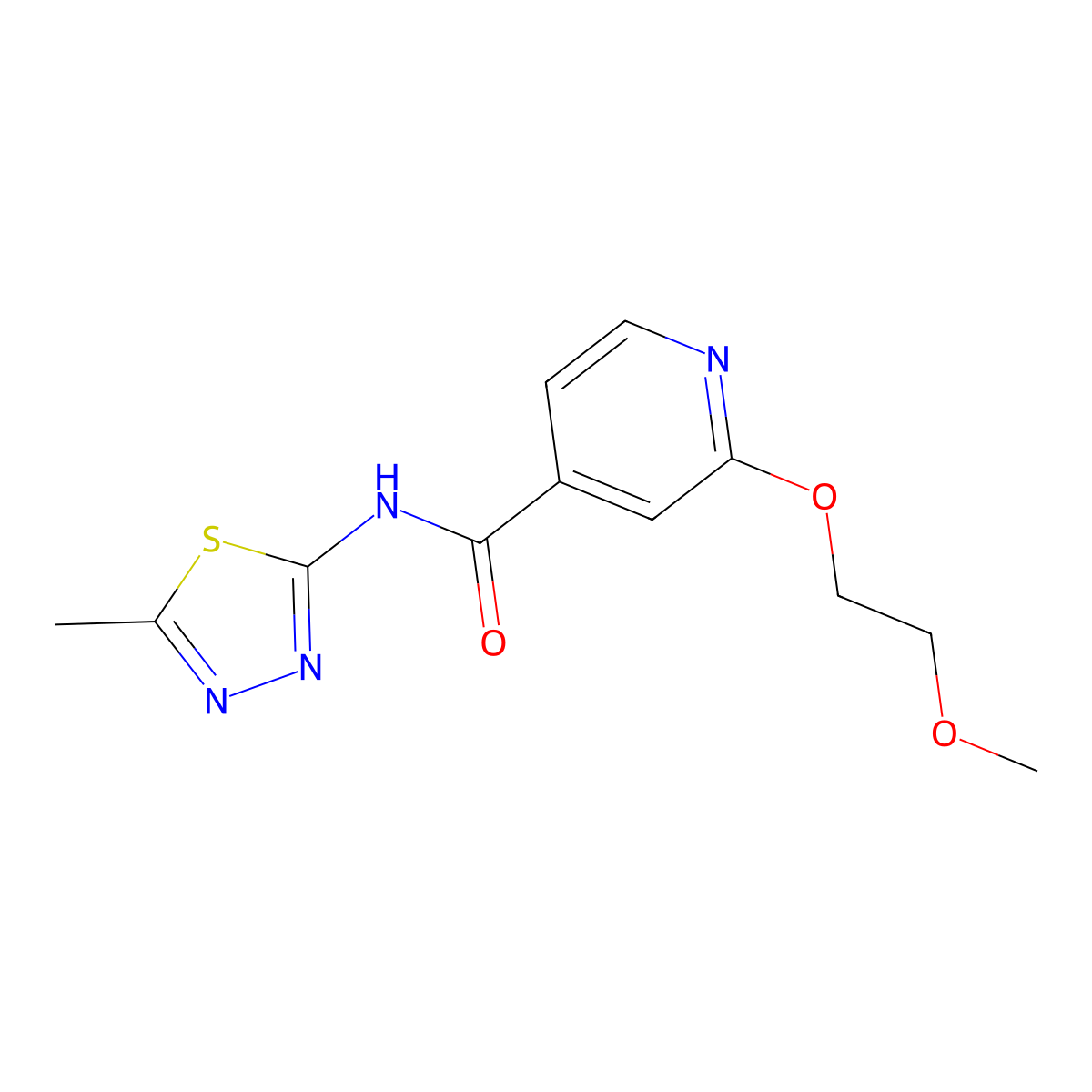 2-(2-methoxyethoxy)-N-(5-methyl-1,3,4-thiadiazol-2-yl)isonicotinamide molecular structure, CAS 2034446-23-4