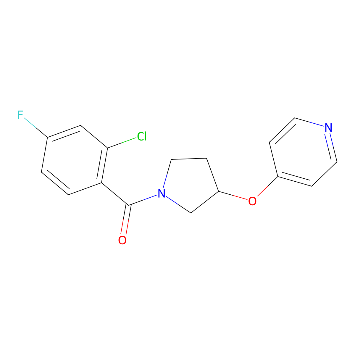 (2-Chloro-4-fluorophenyl)(3-(pyridin-4-yloxy)pyrrolidin-1-yl)methanone molecular structure, CAS 2034446-26-7