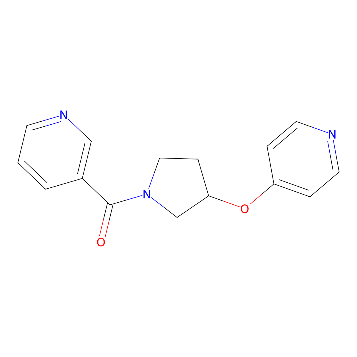 Pyridin-3-yl(3-(pyridin-4-yloxy)pyrrolidin-1-yl)methanone molecular structure, CAS 2034446-32-5
