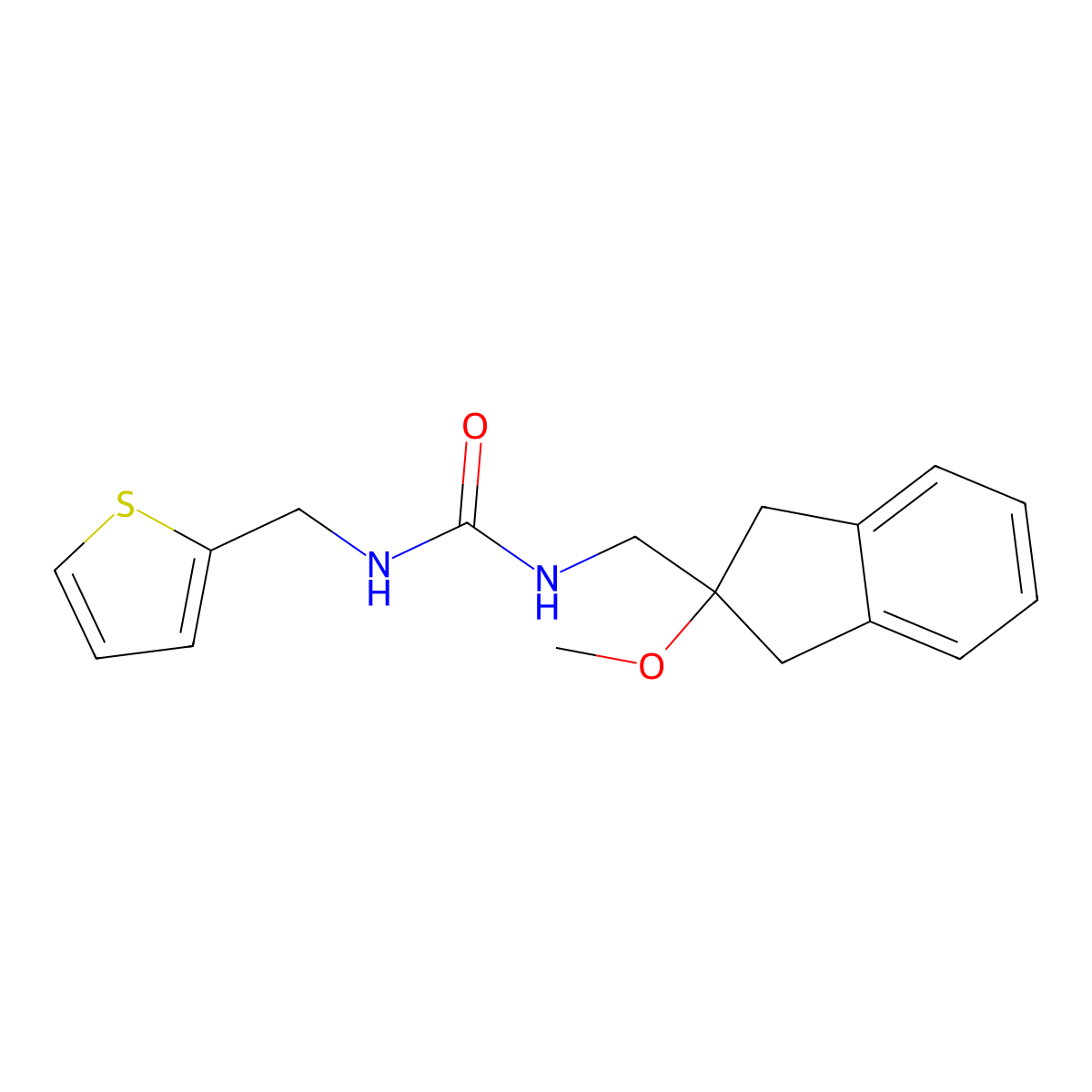 1-((2-methoxy-2,3-dihydro-1H-inden-2-yl)methyl)-3-(thiophen-2-ylmethyl)urea molecular structure, CAS 2034446-34-7