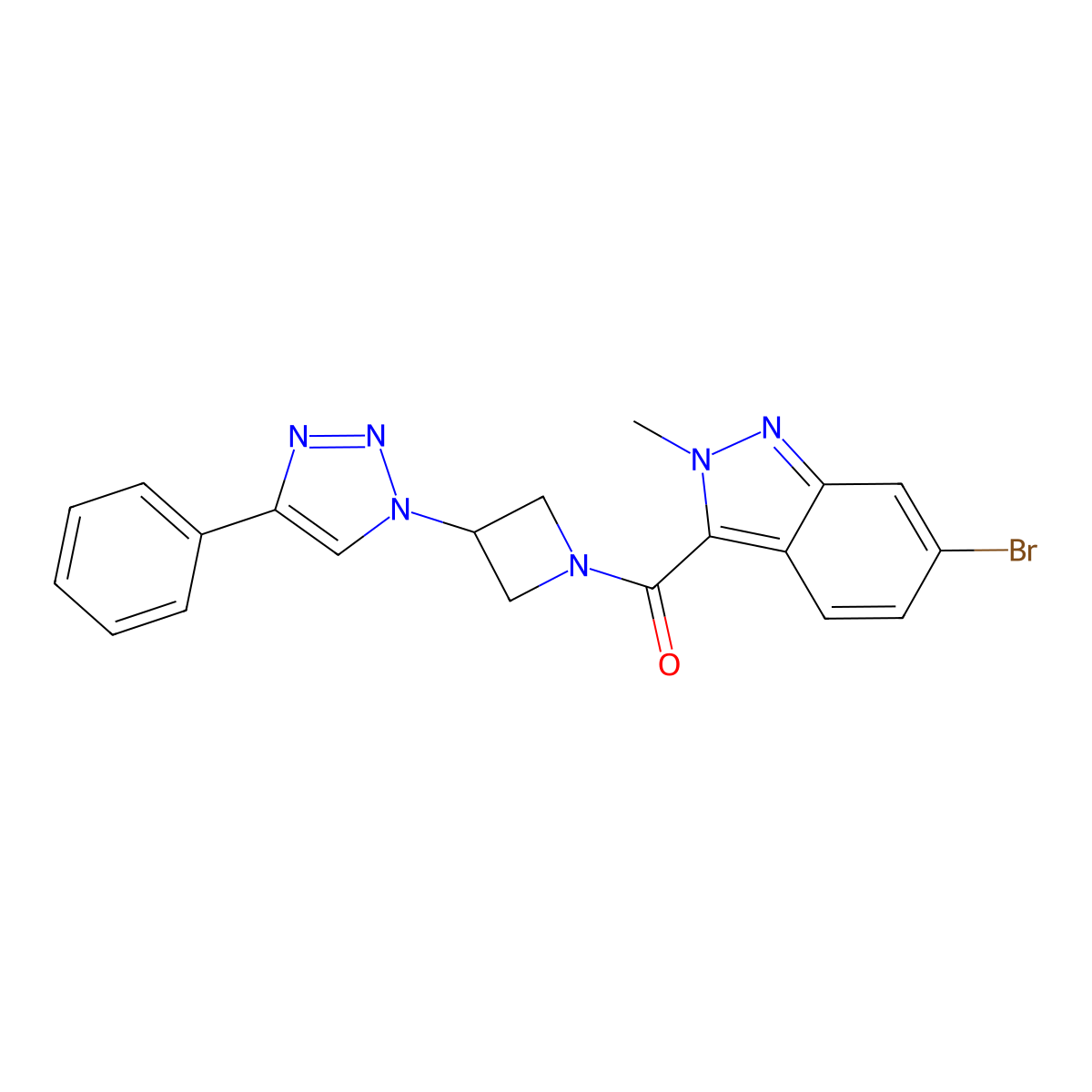 (6-bromo-2-methyl-2H-indazol-3-yl)(3-(4-phenyl-1H-1,2,3-triazol-1-yl)azetidin-1-yl)methanone molecular structure, CAS 2034446-43-8