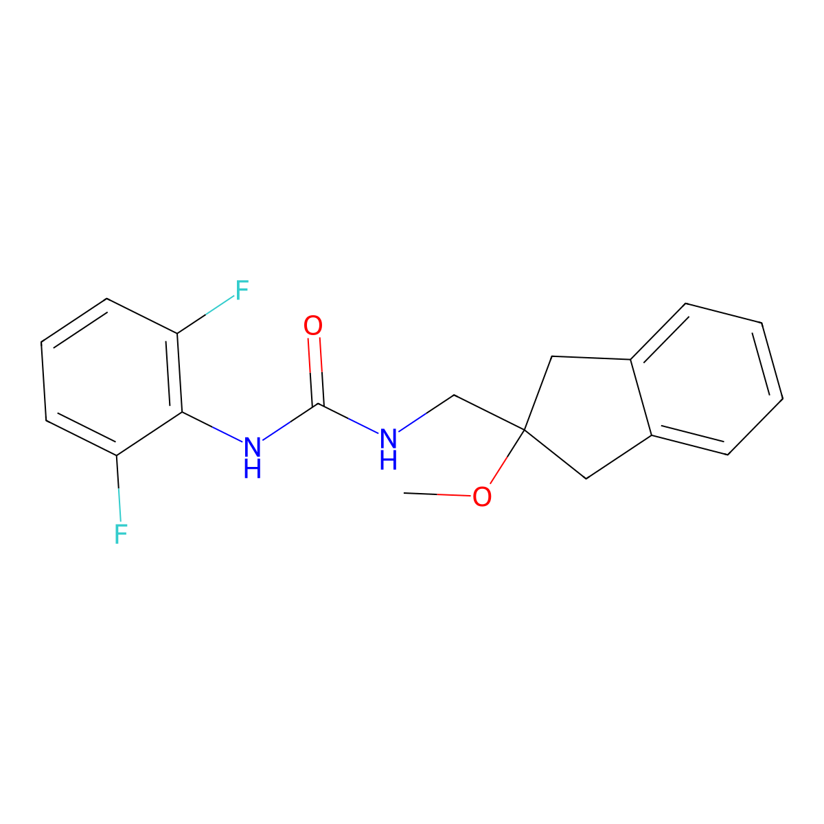 1-(2,6-difluorophenyl)-3-((2-methoxy-2,3-dihydro-1H-inden-2-yl)methyl)urea molecular structure, CAS 2034446-45-0