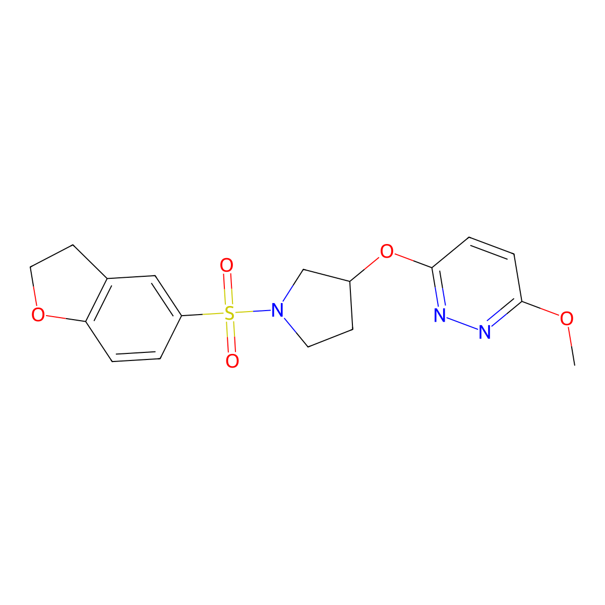 3-((1-((2,3-Dihydrobenzofuran-5-yl)sulfonyl)pyrrolidin-3-yl)oxy)-6-methoxypyridazine molecular structure, CAS 2034446-52-9