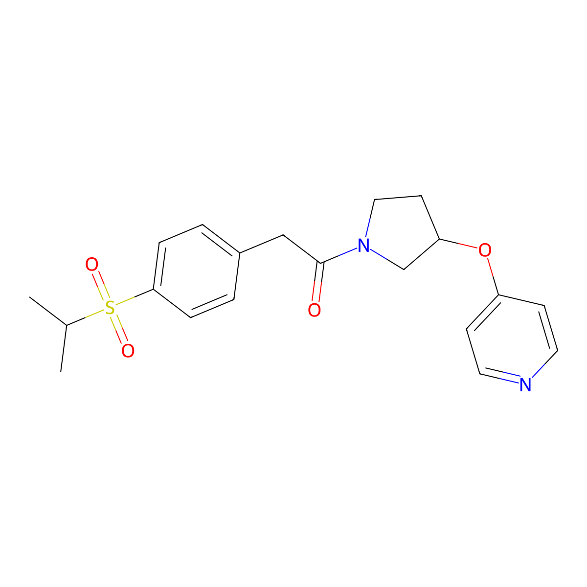 2-(4-(Isopropylsulfonyl)phenyl)-1-(3-(pyridin-4-yloxy)pyrrolidin-1-yl)ethanone molecular structure, CAS 2034446-59-6