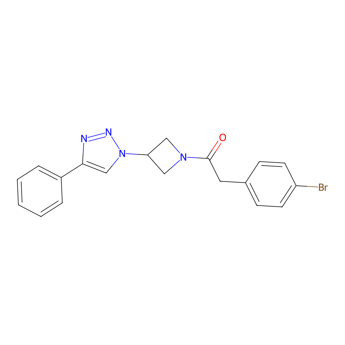 2-(4-bromophenyl)-1-(3-(4-phenyl-1H-1,2,3-triazol-1-yl)azetidin-1-yl)ethanone molecular structure, CAS 2034446-60-9