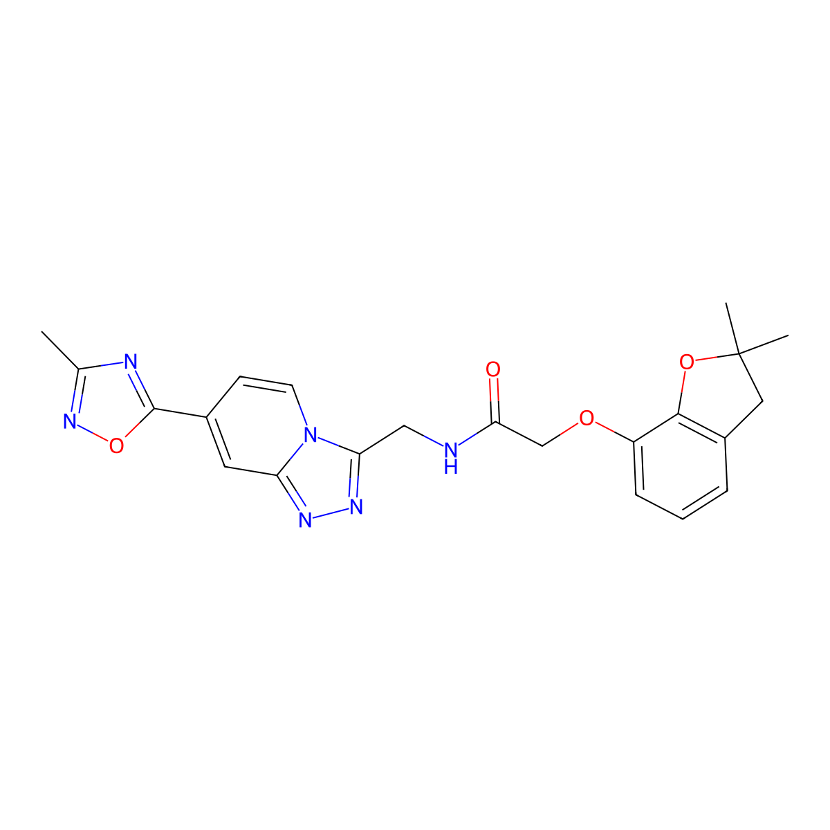 2-((2,2-dimethyl-2,3-dihydrobenzofuran-7-yl)oxy)-N-((7-(3-methyl-1,2,4-oxadiazol-5-yl)-[1,2,4]triazolo[4,3-a]pyridin-3-yl)methyl)acetamide molecular structure, CAS 2034446-63-2