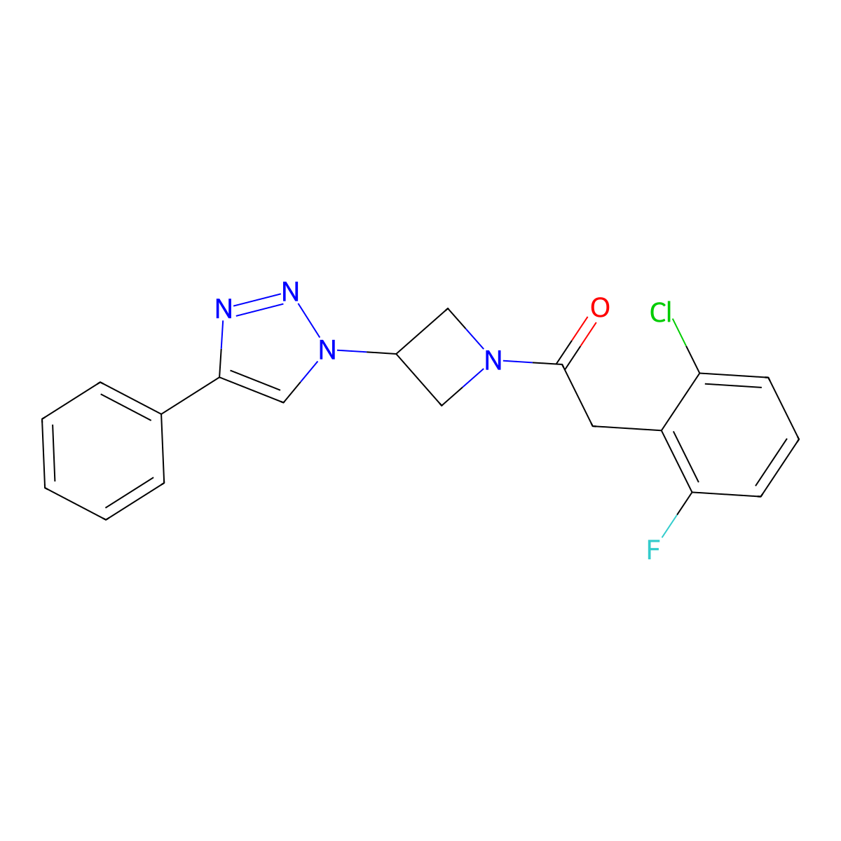 2-(2-chloro-6-fluorophenyl)-1-(3-(4-phenyl-1H-1,2,3-triazol-1-yl)azetidin-1-yl)ethanone molecular structure, CAS 2034446-69-8