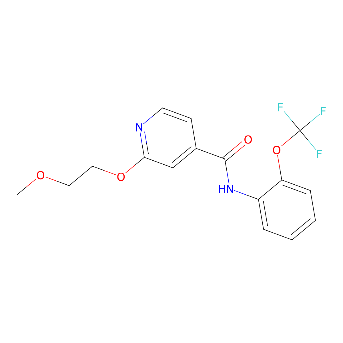 2-(2-methoxyethoxy)-N-(2-(trifluoromethoxy)phenyl)isonicotinamide molecular structure, CAS 2034446-70-1