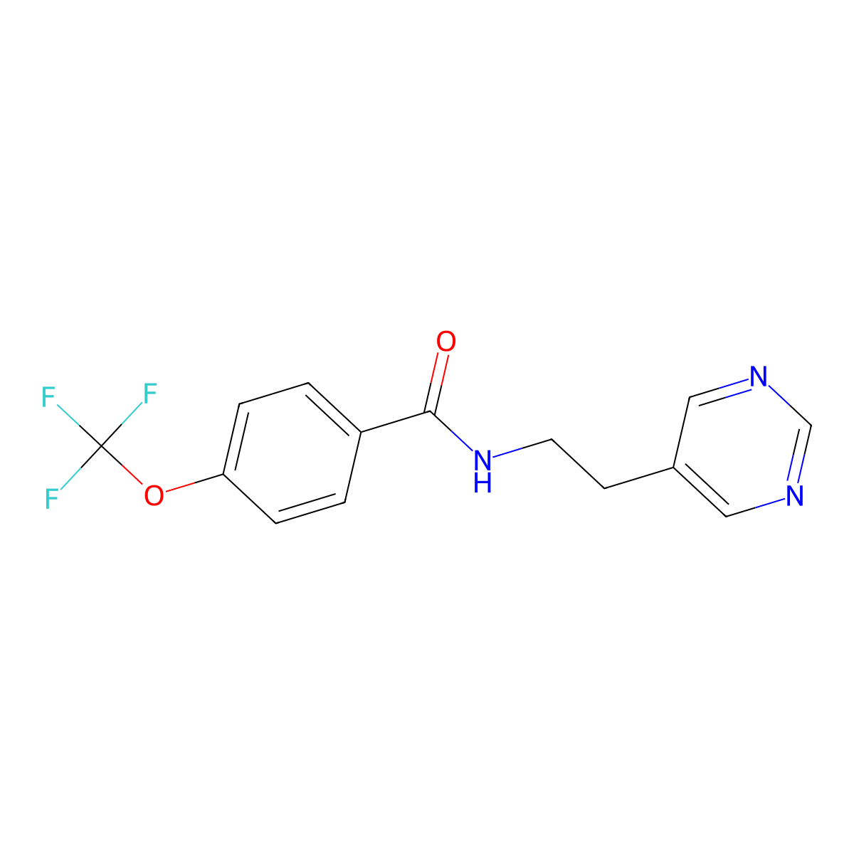 N-(2-(pyrimidin-5-yl)ethyl)-4-(trifluoromethoxy)benzamide molecular structure, CAS 2034446-72-3