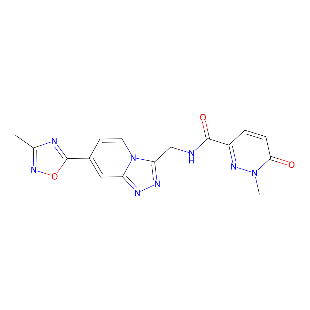 1-methyl-N-{[7-(3-methyl-1,2,4-oxadiazol-5-yl)-[1,2,4]triazolo[4,3-a]pyridin-3-yl]methyl}-6-oxo-1,6-dihydropyridazine-3-carboxamide molecular structure, CAS 2034446-80-3