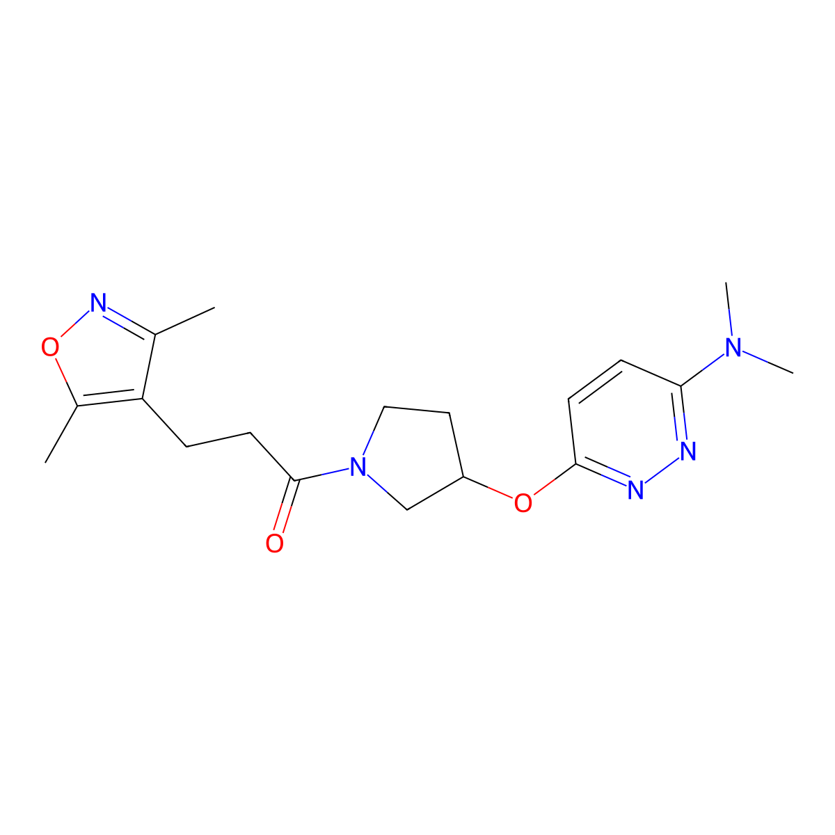 1-(3-((6-(Dimethylamino)pyridazin-3-yl)oxy)pyrrolidin-1-yl)-3-(3,5-dimethylisoxazol-4-yl)propan-1-one molecular structure, CAS 2034446-82-5