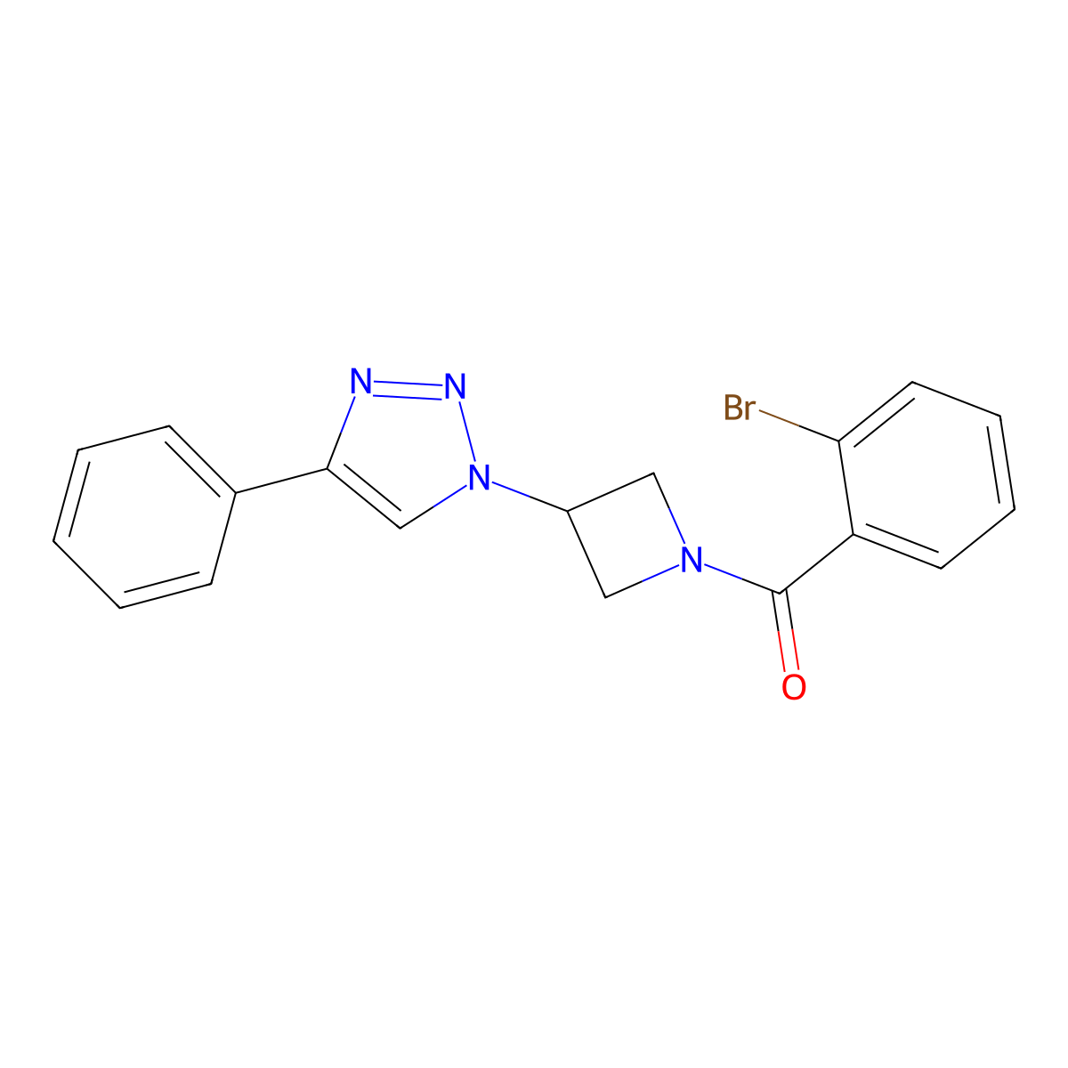 (2-bromophenyl)(3-(4-phenyl-1H-1,2,3-triazol-1-yl)azetidin-1-yl)methanone molecular structure, CAS 2034446-96-1