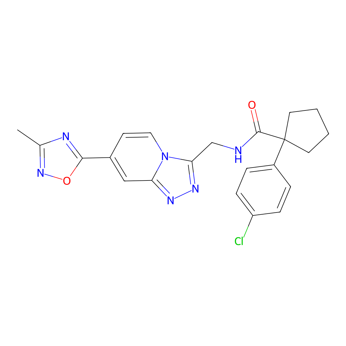 1-(4-chlorophenyl)-N-((7-(3-methyl-1,2,4-oxadiazol-5-yl)-[1,2,4]triazolo[4,3-a]pyridin-3-yl)methyl)cyclopentanecarboxamide molecular structure, CAS 2034447-01-1