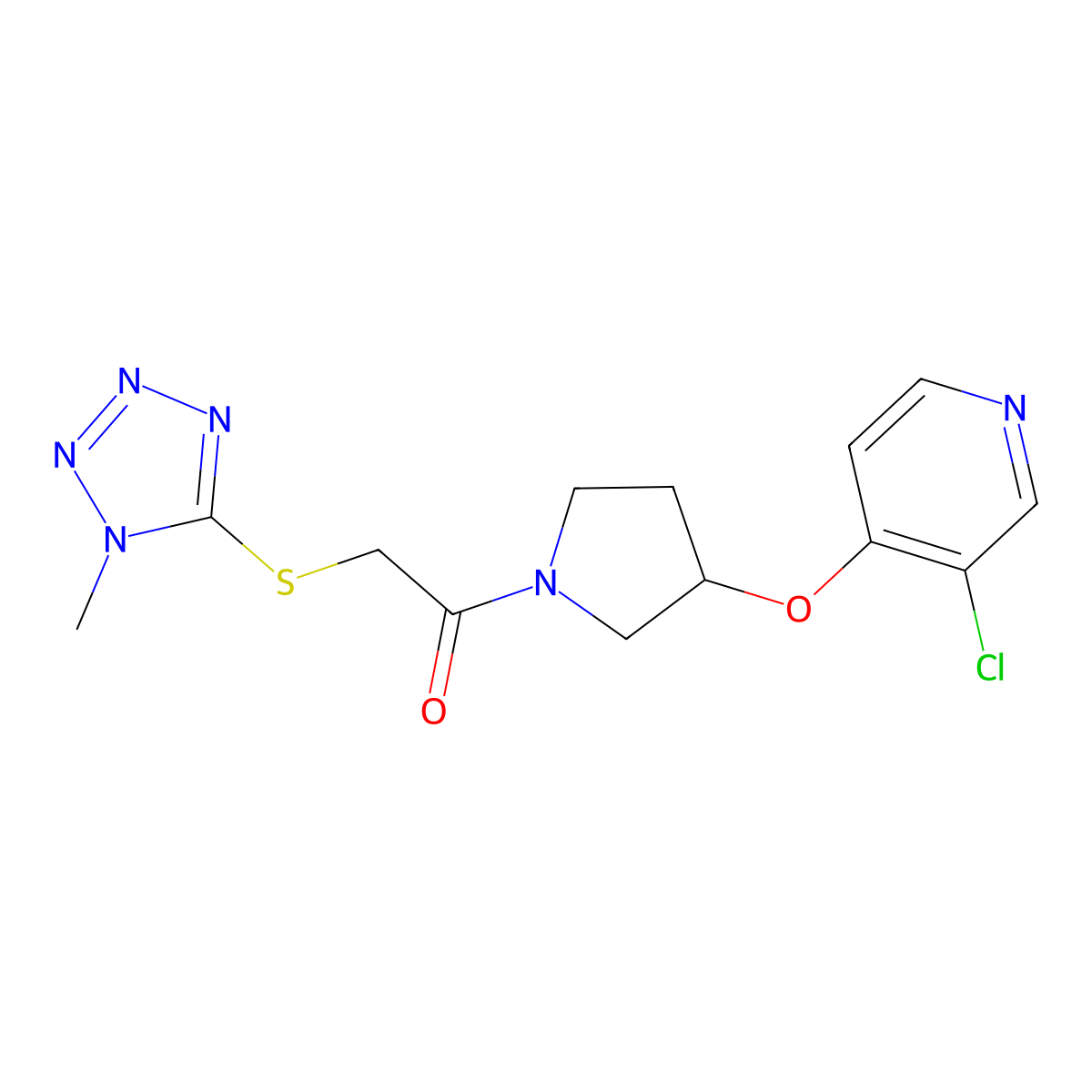 1-{3-[(3-chloropyridin-4-yl)oxy]pyrrolidin-1-yl}-2-[(1-methyl-1H-1,2,3,4-tetrazol-5-yl)sulfanyl]ethan-1-one molecular structure, CAS 2034447-03-3
