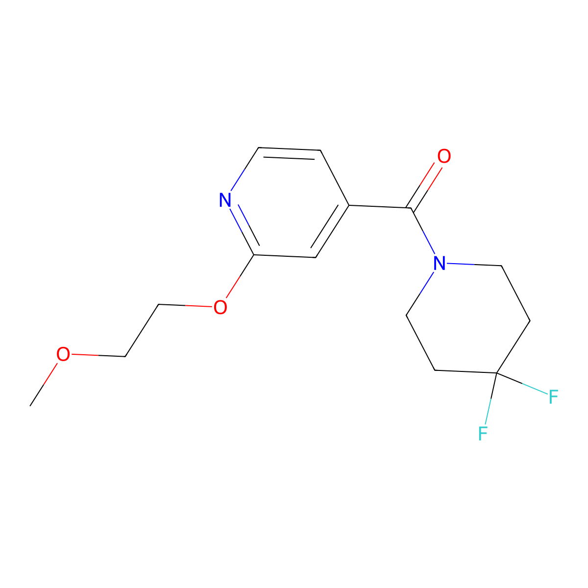(4,4-Difluoropiperidin-1-yl)(2-(2-methoxyethoxy)pyridin-4-yl)methanone molecular structure, CAS 2034447-06-6