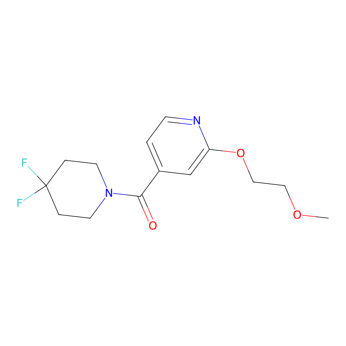 (4,4-Difluoropiperidin-1-yl)(2-(2-methoxyethoxy)pyridin-4-yl)methanone molecular structure, CAS 2034447-06-6
